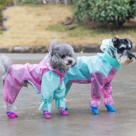 UFBemo 設計師防水帶帽罩雨衣, 大型犬寵物雨衣